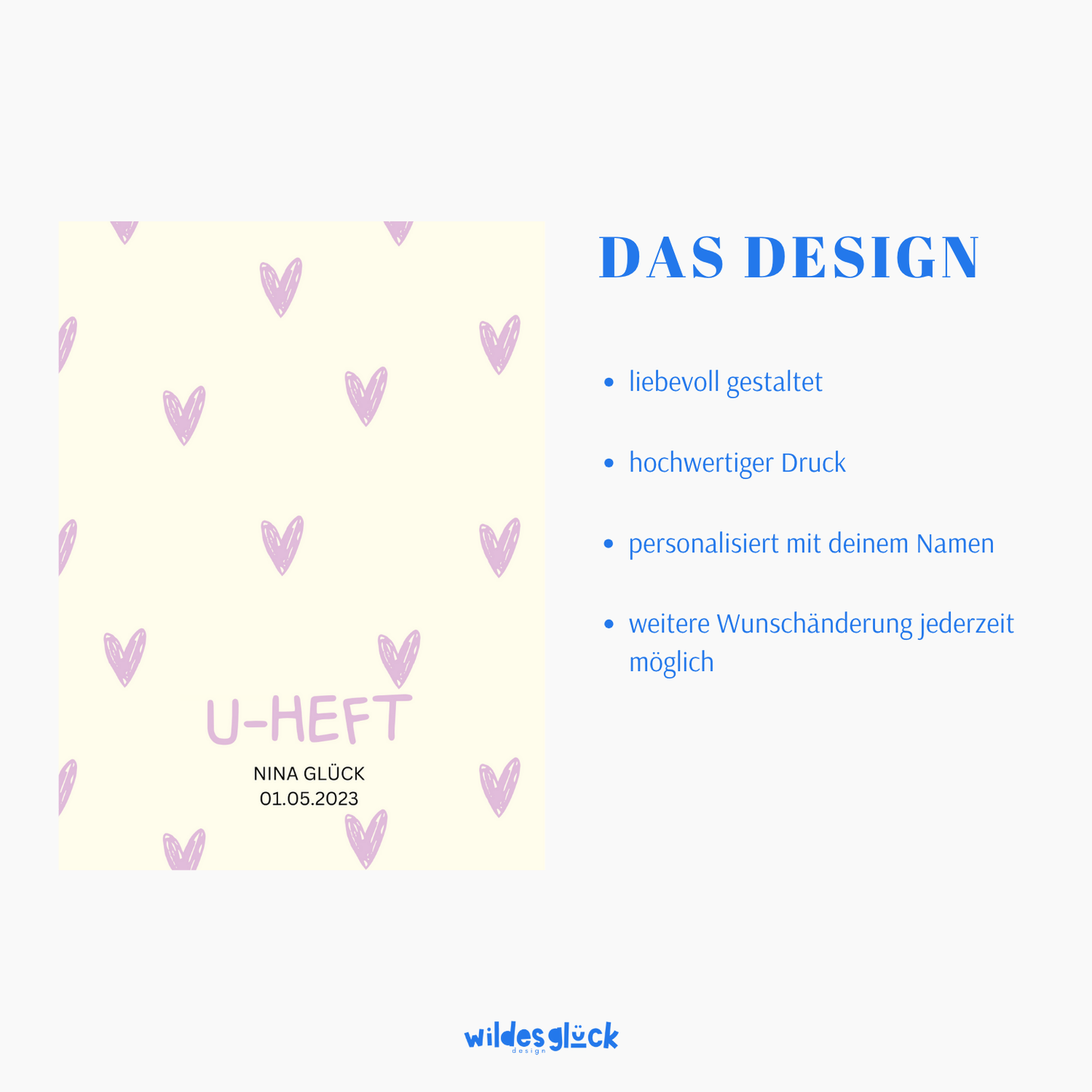U-Heft Hülle Herzen Pink