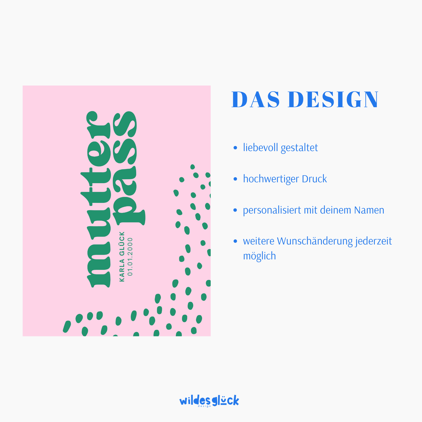 Mutterpasshülle Punkte Grün