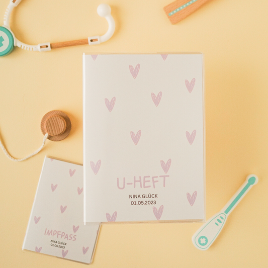 U-Heft Hülle Herzen Pink