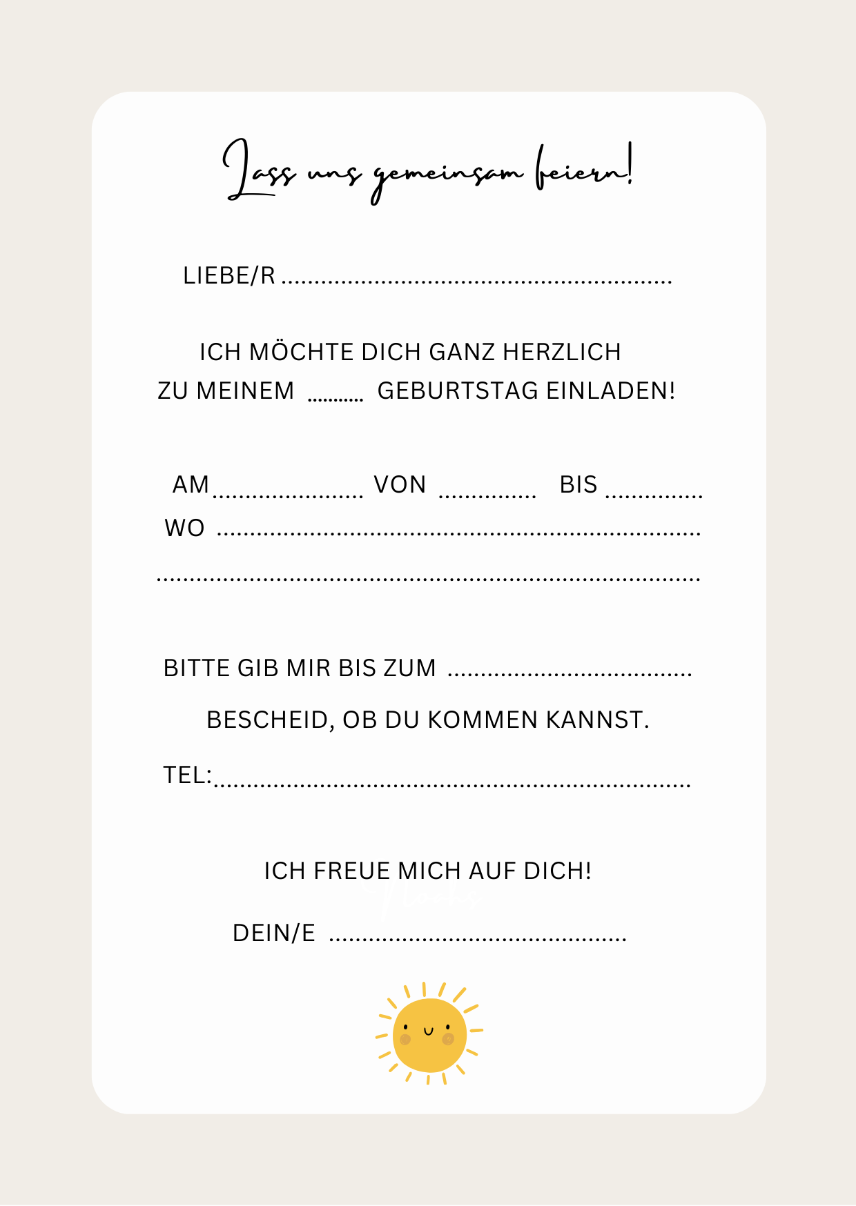 Einladungskarten Kindergeburtstag | Sonne