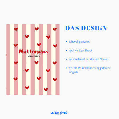 Mutterpasshülle Streifen & Herzen