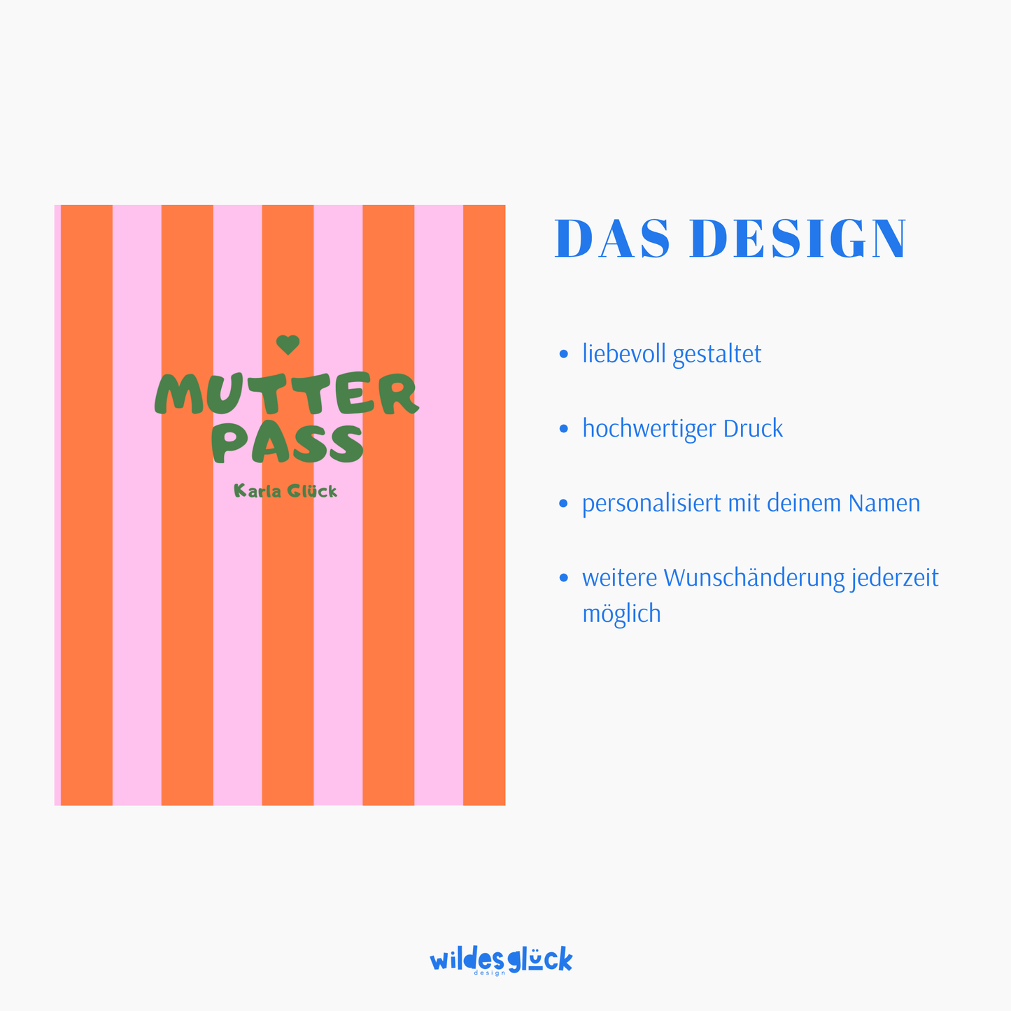 Mutterpasshülle Streifen Orange