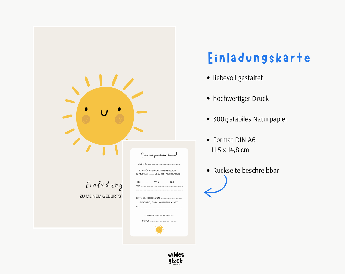 Einladungskarten Kindergeburtstag | Sonne