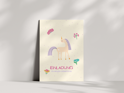 Einladungskarten Kindergeburtstag | Einhorn