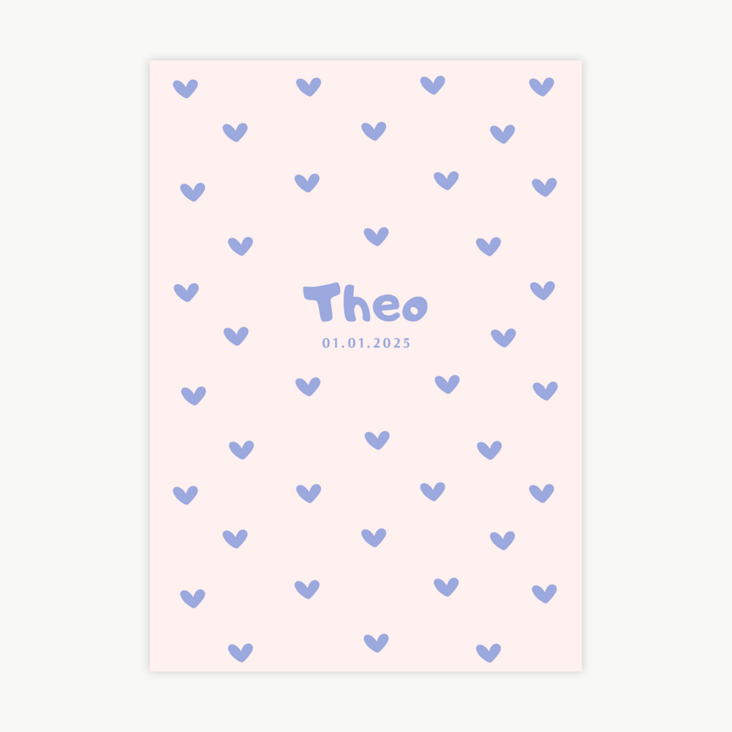 Kinderposter Name Herz Blau