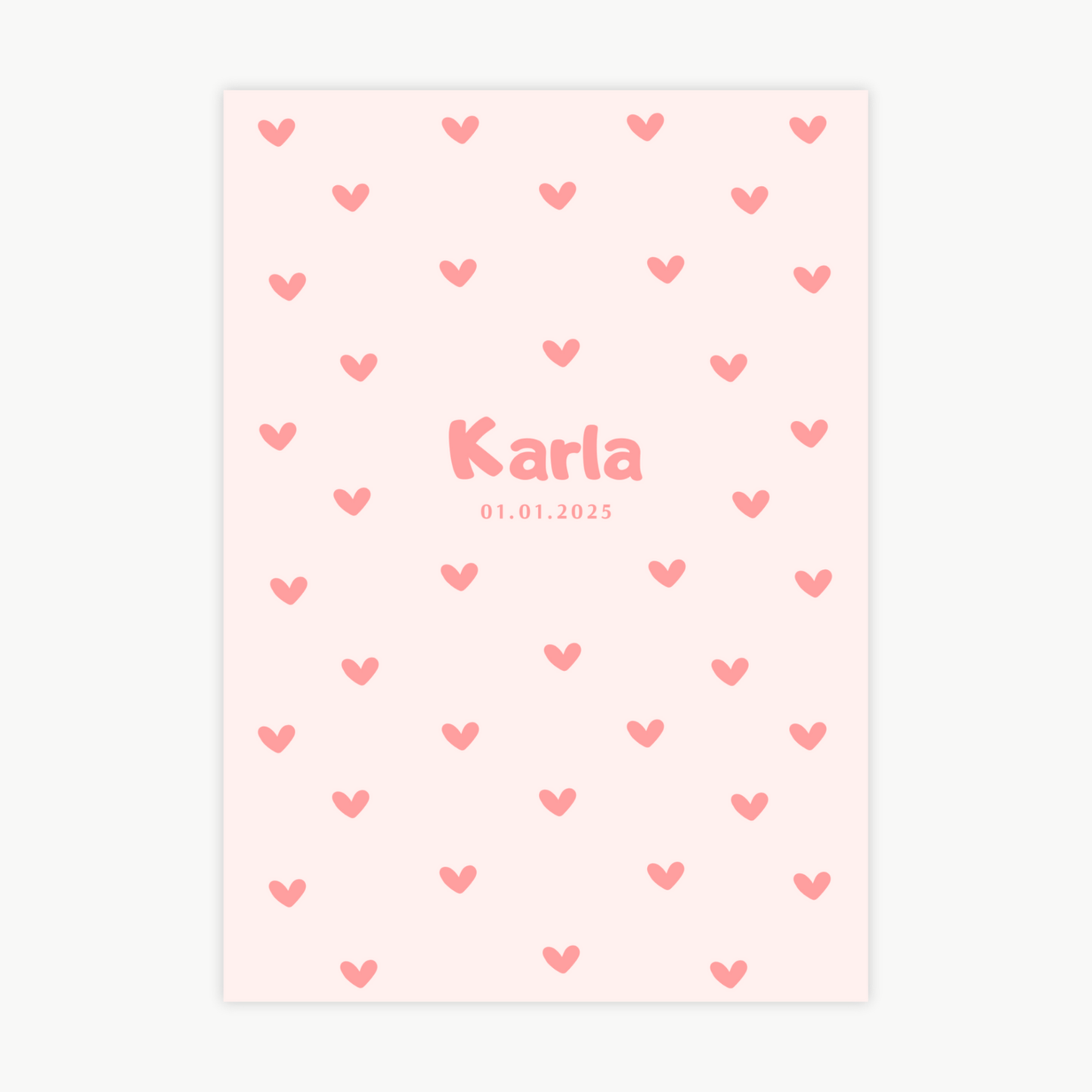 Kinderposter Name Herz Rosa