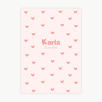 Kinderposter Name Herz Rosa