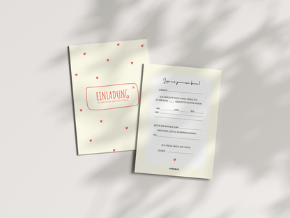 Einladungskarten Kindergeburtstag | Herzen