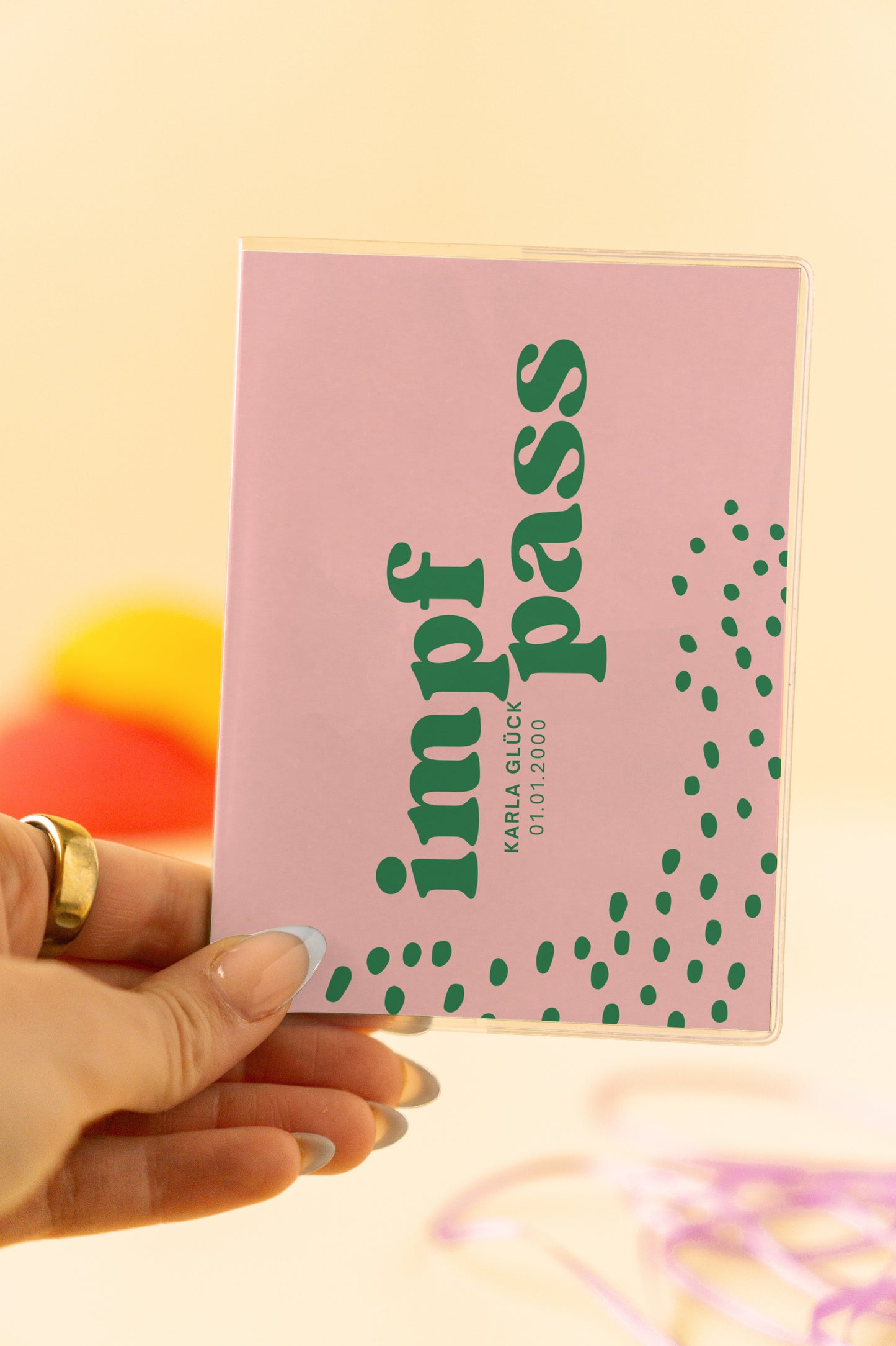 Impfpasshülle Punkte Grün