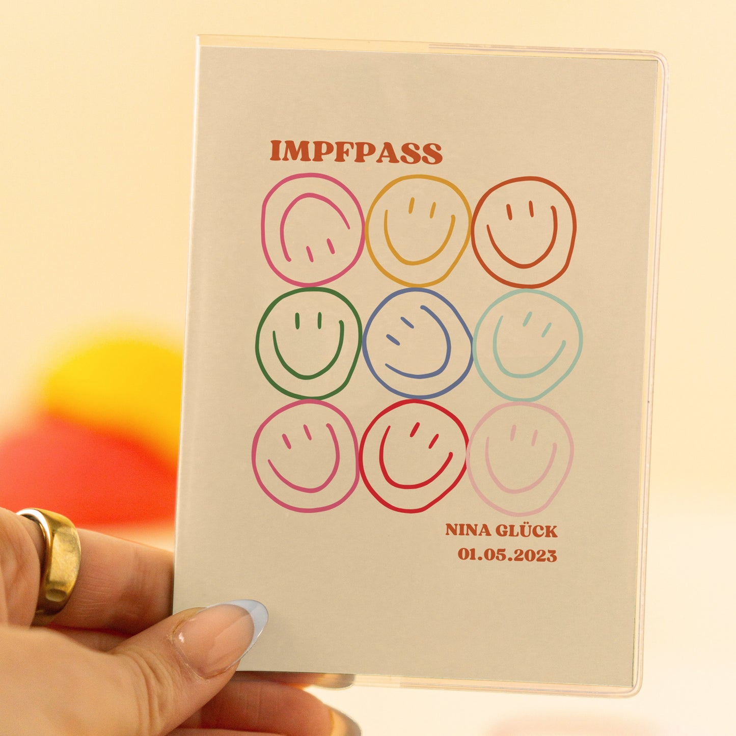 Impfpasshülle Smiley Bunt