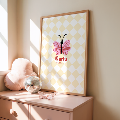 Kinderposter Name Schmetterling