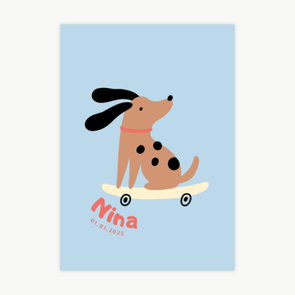 Kinderposter Name Skateboard